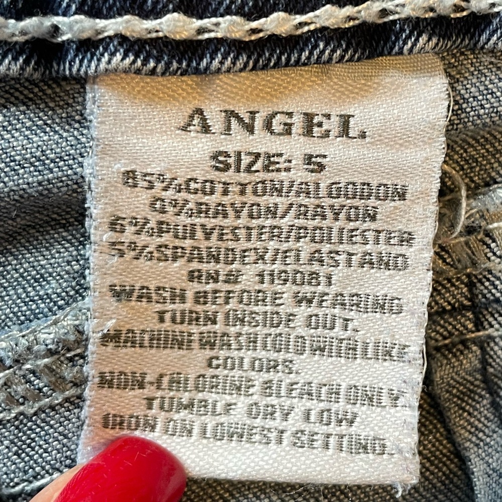 Angel Y2K Boho Chic Retro Flare Rhinestone Sequin Embellished Jeans, Sz 5 (2/4) - Picture 11 of 12